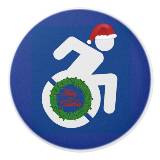 Kerstmis gehandicapten keramische knop (Voorkant)