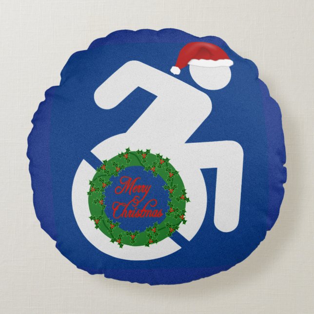 Kerstmis gehandicapten rond kussen (Voorkant)