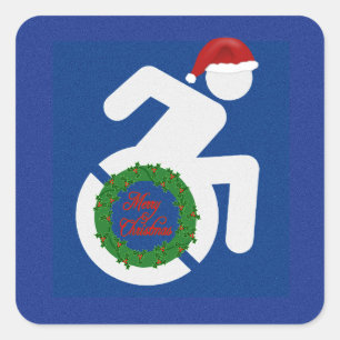 Kerstmis gehandicapten vierkante sticker
