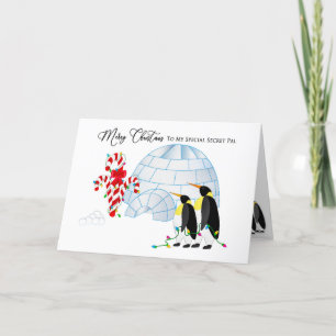 Kerstmis Geheim Pinguïns van Igloo Verlichting Feestdagen Kaart