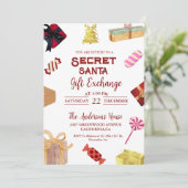 Kerstmis Geheim Santa Gift Exchange VakantieParty Kaart (Staand voorkant)