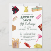 Kerstmis Geheim Santa Gift Exchange VakantieParty Kaart (Voorkant)