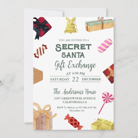 Kerstmis Geheim Santa Gift Exchange VakantieParty Kaart (Voorkant)