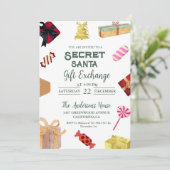 Kerstmis Geheim Santa Gift Exchange VakantieParty Kaart (Staand voorkant)