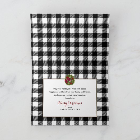 Kerstmis Geheime Prunnen Black White Pset Wreate Kaart (Binnen)