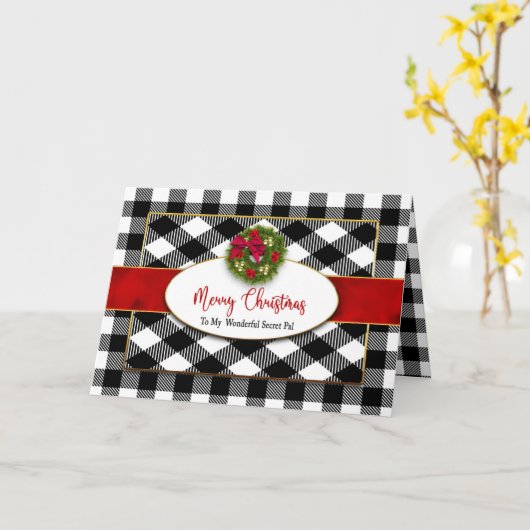 Kerstmis Geheime Prunnen Black White Pset Wreate Kaart (Gele Bloem)