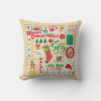 Kerstmis geïllustreerde kussen, Vakantiedecoratie Kussen