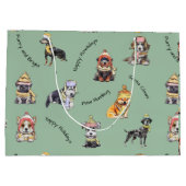 Kerstmis Geïllustreerde Schattigee hondenpatroonva Groot Cadeauzakje (Achterkant)