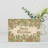 Kerstmis geïnspireerd door William Morris Kaart (Staand voorkant)