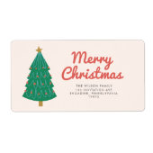 Kerstmis gekleurd vrolijk kerstadres etiket (Voorkant)