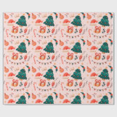 Kerstmis gekleurde Noel Kerstmis Cadeaupapier (Vlak)