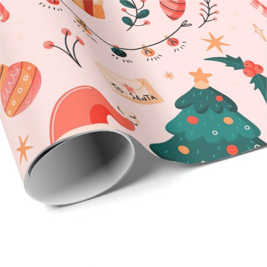 Kerstmis gekleurde Noel Kerstmis Cadeaupapier (Rol Hoek)