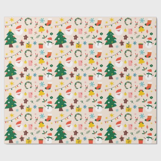 Kerstmis gekleurde Noel Kerstmis Cadeaupapier (Vlak)