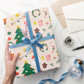 Kerstmis gekleurde Noel Kerstmis Cadeaupapier