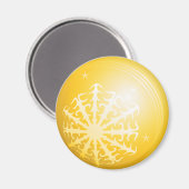 Kerstmis Gele Bubble Sneeuwvlok & Sterren Magneet (Voorkant / Achterkant)
