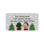 Kerstmis Gele Labrador en Zwarte Labrador tweeling Etiket (Voorkant)