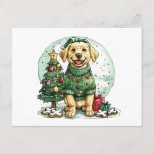Kerstmis Gele Labrador Retriever Hond Briefkaart