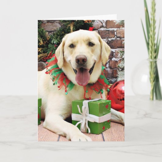 Kerstmis - gele labrador - Strider Feestdagen Kaart (Voorkant)
