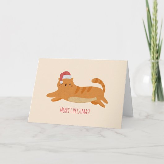 Kerstmis Gele Lapjeskat Kaart (Voorkant)