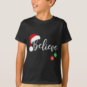Kerstmis geloof in kerstman grappig Xmas familie T-shirt