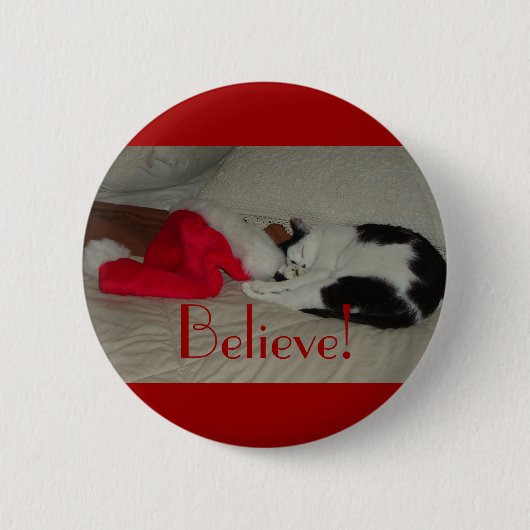Kerstmis geloof kitty kat ronde button 5,7 cm (Voorkant)