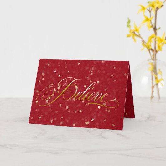 Kerstmis geloof met gouden sterren kaart (Gele Bloem)