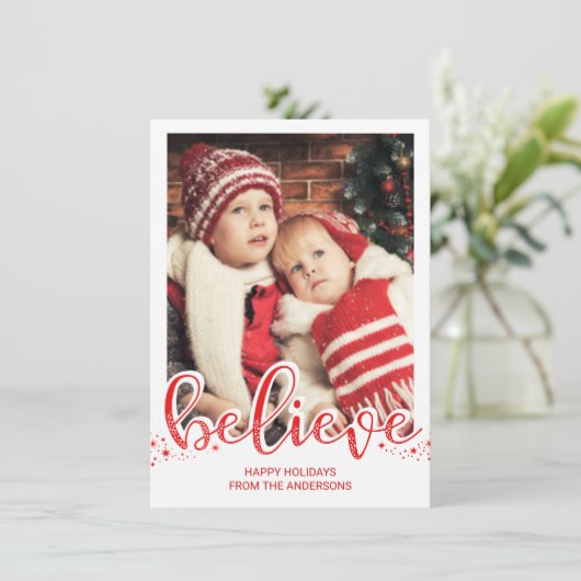 Kerstmis Geloof Whimsical Hand Schrift Foto Feestdagenkaart (Staand voorkant)