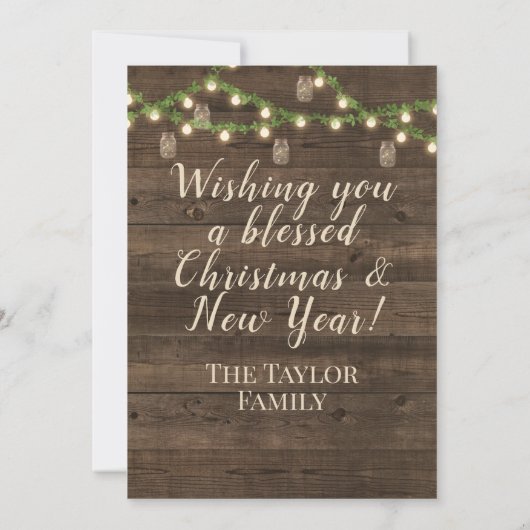 Kerstmis gelooft Jezus Nativiteit Rustige Hout Feestdagenkaart (Achterkant)