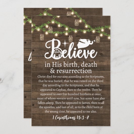 Kerstmis gelooft Jezus Nativiteit Rustige Hout Feestdagenkaart (Voorkant / Achterkant)