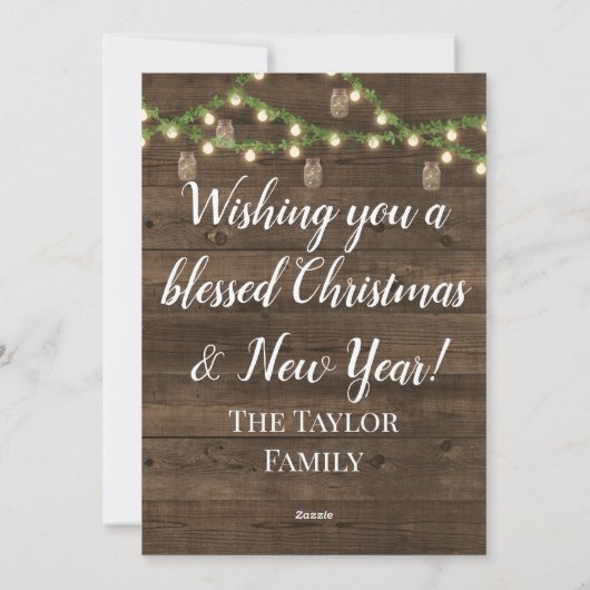 Kerstmis gelooft Jezus Nativiteit Rustige Hout Feestdagenkaart (Achterkant)