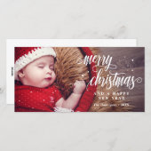 Kerstmis & Gelukkig Nieuwjaar Calligrafie Feestdagenkaart (Voorkant / Achterkant)