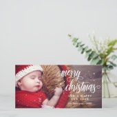 Kerstmis & Gelukkig Nieuwjaar Calligrafie Feestdagenkaart (Staand voorkant)