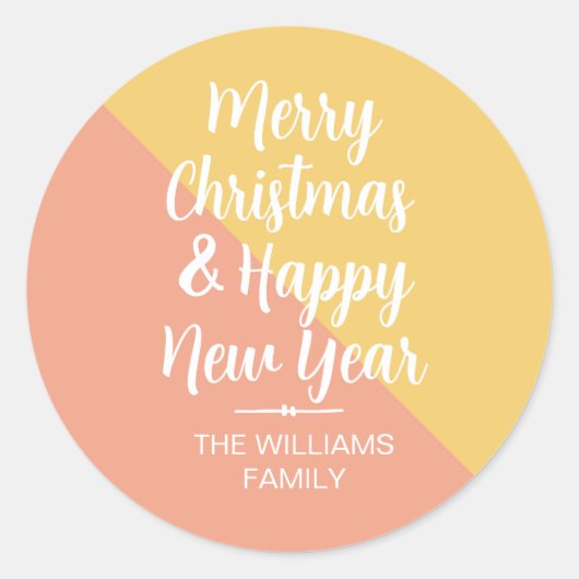 Kerstmis Gelukkig Nieuwjaar Enveloppeel Ronde Sticker (Voorkant)