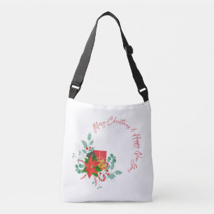 Kerstmis Gelukkig Nieuwjaar Krans Boodschappentas Crossbody Tas