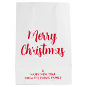 Kerstmis Gelukkig Nieuwjaar Sjabloon Aangepast Medium Cadeauzakje (Achterkant)