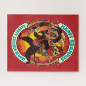 Kerstmis Gelukkige Krampus Ondeugende Kinderen Pas Legpuzzel (Horizontaal)