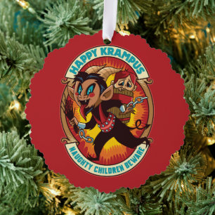 Kerstmis Gelukkige Krampus Ondeugende Kinderen Pas Ornament Kaart