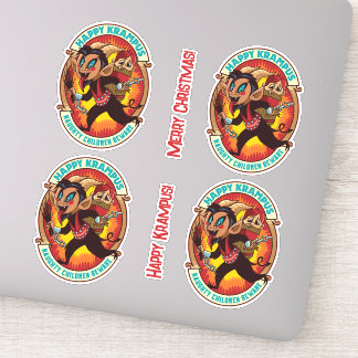 Kerstmis Gelukkige Krampus Ondeugende Kinderen Pas Sticker