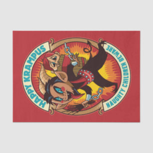 Kerstmis Gelukkige Krampus Ondeugende Kinderen Pas Tissuepapier