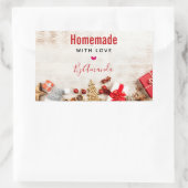 Kerstmis gemaakt met liefde rustieke houten bord rechthoekige sticker (Tas)
