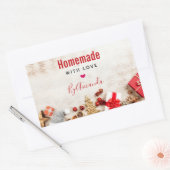 Kerstmis gemaakt met liefde rustieke houten bord rechthoekige sticker (Envelop)