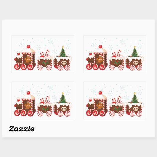 Kerstmis gember brood trein rechthoekige sticker (Vel)