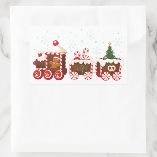 Kerstmis gember brood trein rechthoekige sticker (Tas)