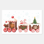 Kerstmis gember brood trein rechthoekige sticker (Voorkant)
