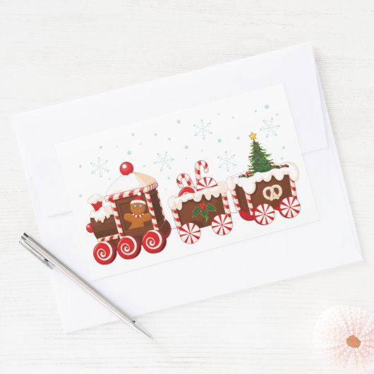 Kerstmis gember brood trein rechthoekige sticker (Envelop)