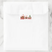 Kerstmis gember brood trein vierkante sticker (Tas)