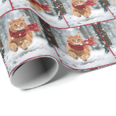 Kerstmis gember kat met winter sjaal cadeaupapier (Rol Hoek)