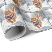Kerstmis gember kat met winter sjaal cadeaupapier (Rol Hoek)