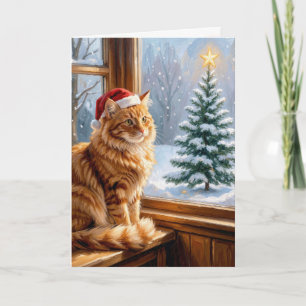 Kerstmis Gemberkat In Boerderijraam Kaart