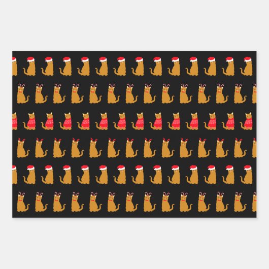 Kerstmis gemberkatten in feestelijke Petten Inpakpapier Vel (Voorkant)